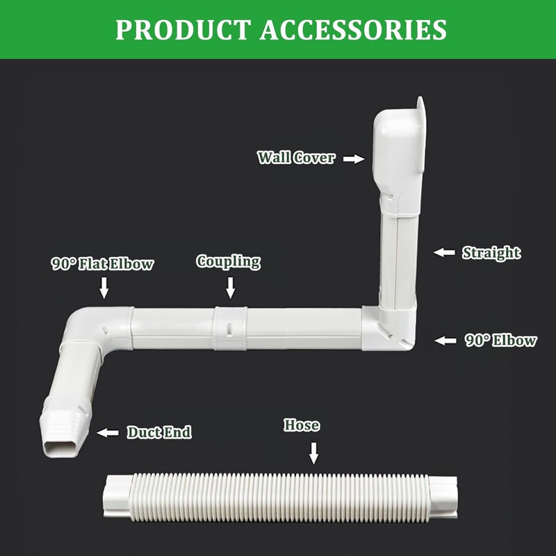 MOOITEK مجموعة غطاء خط PVC بطول 10 أقدام 3 بوصات لمكيفات الهواء المنفصلة، غطاء PVC رفيع زخرفي لأنظمة التكييف المركزي ومضخات الحرارة، غطاء أنابيب أبيض - Image 4